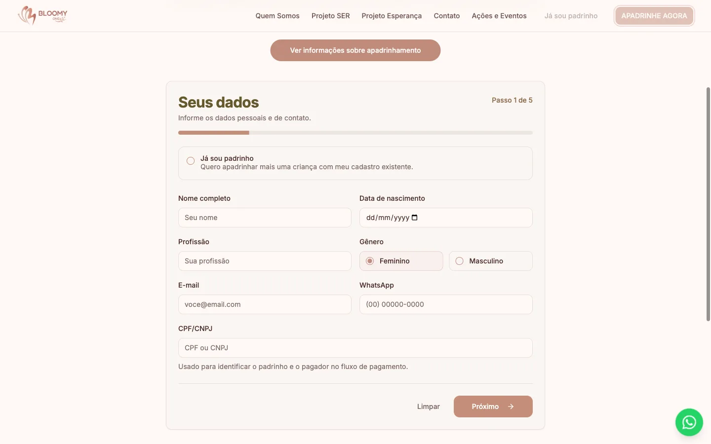 Bloomy — Apadrinhe agora